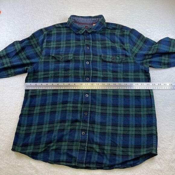 Woolrich Shirt Mens XL Button Plaid Flannel Long Sleeve Blue Green Cotton Extra - Picture 8 of 12